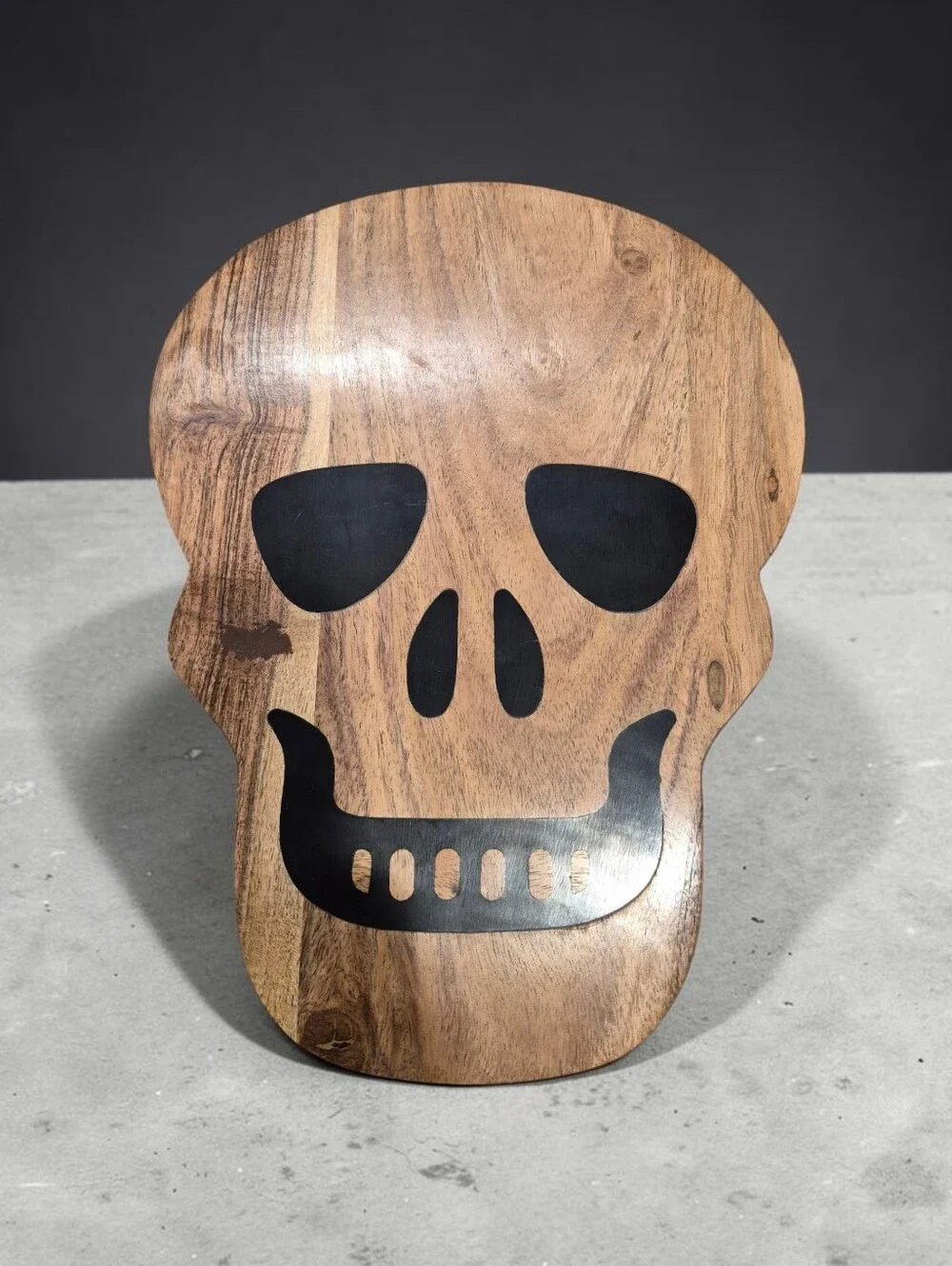 Skull Wooden Serving Board and 4-piece Coaster Set
